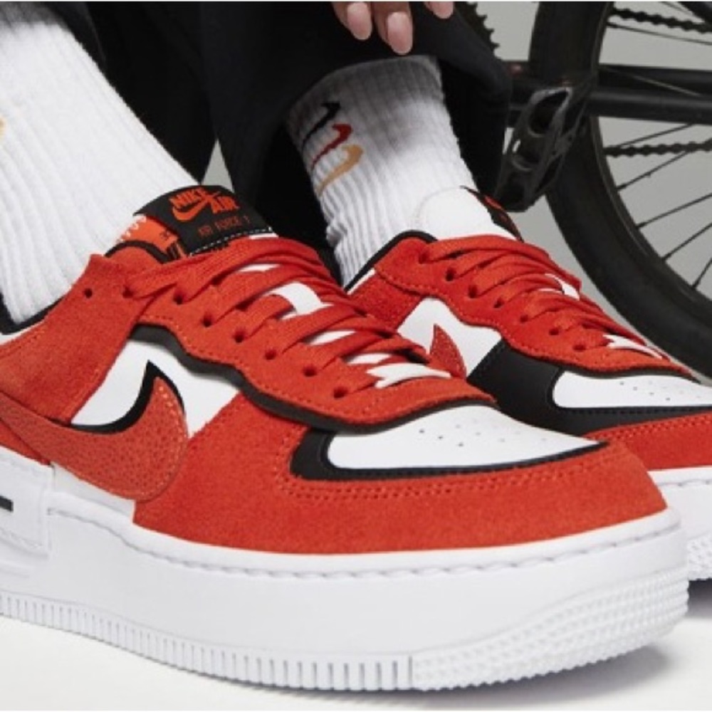 WOMEN Air Force 1 AF1 Shadow Rush Orange Black Guava Ice Platform Sneakers - Picture 11 of 12